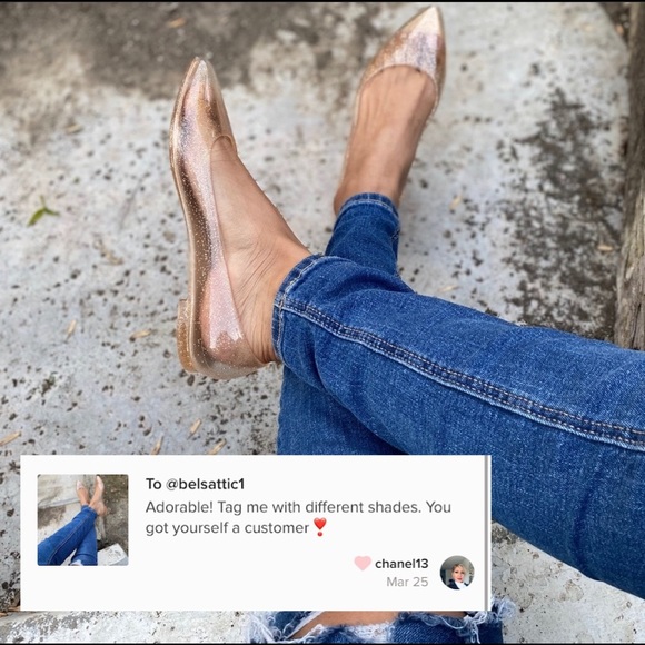 Glittery Nude PVC Jelly Slip On Flats - Picture 4 of 8